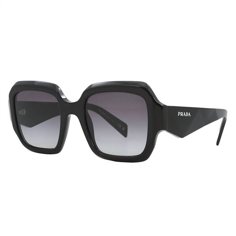 NEW PRADA women's 0pr 28zs 16k90a 53 squared sunglasses in black/grey